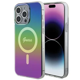 Guess IML Iridescent Magnetinis dėklas telefonui iPhone 15 Pro - juodas