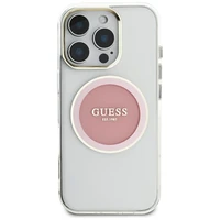 Guess IML Metal Colored Circle Classic Logo Magnetinis dėklas telefonui iPhone 16 Pro Max - rožinis