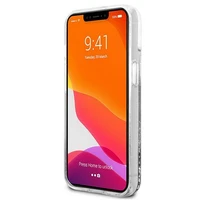 Karl Lagerfeld Skystas Glitter Karl&Choupette Galvos dėklas iPhone 13 mini - sidabrinis