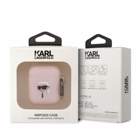 Karl Lagerfeld KLA2RUNIKP AirPods 1/2 dėklas silikoninis rožinis Karl Head 3D