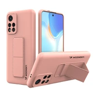 Wozinsky Kickstand Case silikoninis dėklas su stovu Xiaomi Poco M4 Pro 5G rožinis