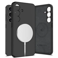 Tech-Protect skystojo silikono magnetinis MagSafe dėklas telefonui Samsung Galaxy S25+ - juodas