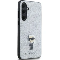 Karl Lagerfeld Fiksuotas Blizgus Ikonik Logotipas Metal Pin dėklas Samsung Galaxy A35 - sidabrinis