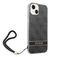 Guess GUOHCP14MH4STK iPhone 14 Plus 6.7 "juodas / juodas kietas dėklas 4G spauda Dirželis