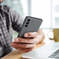 Metalinės išvaizdos dėklas telefonui SAMSUNG S26 pilkas