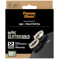 PanzerGlass Hoops Glitter Tempered Glass Lens Apsauginis stiklas iPhone 17 / 16 / 16 Plus - auksinis