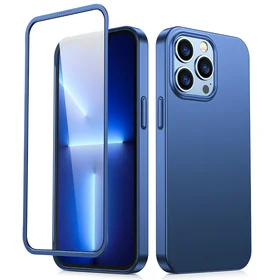 Joyroom 360 pilnas dėklas su priekiniu ir galiniu dangteliu iPhone 13 Pro Max + grūdinto stiklo apsauginis stiklas mėlynas (JR-BP928 blue)