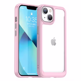 Outer Space dėklas iPhone 14 Plus kietas dangtelis su geliniu rėmeliu rožinė