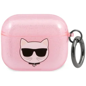 Karl Lagerfeld Glitter Choupette AirPods dėklas 3 - rožinis
