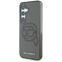 Karl Lagerfeld dėklas telefonui su kalnų krištolais Karl Head logotipu Samsung Galaxy S25 juodas