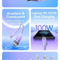 BASEUS kabelis Type-C į Type-C PD 6A 100W Explorer 1m violetinis P10319703221-01 / CB000043