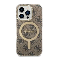 Rinkinys Guess GUBPP14XH4EACSW dėklas + įkroviklis iPhone 14 Pro Max 6.7" rudas/kietas dėklas 4G Spausdinimas Magnetinis