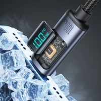 "Joyroom Prism Series A16" USB-C / USB-C 100 W 1,2 m ilgio kabelis su LED ekranu - juodas