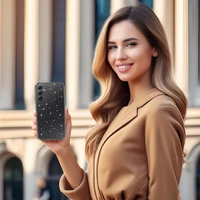 Krištolinis blizgantis dėklas telefonui Samsung Galaxy A34 5G sidabrinis