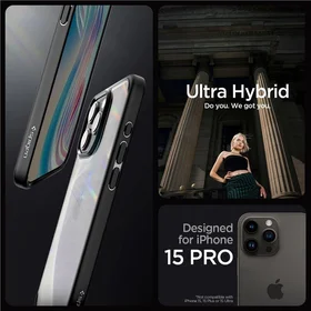 Spigen Crystal Hybrid iPhone 15 Pro dėklas - juodas