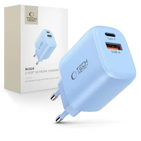 Tech-Protect NCA20 PD 20W QC3.0 USB-A / USB-C sieninis įkroviklis - mėlynas