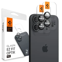 Spigen Glass tR EZ Fit Optik Pro grūdintas stiklas iPhone 16 / 16 Plus / 17 kamerai (2 vnt.) - juodas