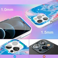 Kingxbar Watercolor Series spalvotas dėklas iPhone 12 Pro Max mėlyna–rožinė