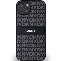 DKNY Odinis mono juosta ir metalinis logotipas dėklas telefonui iPhone 15 Plus / 14 Plus - juodas