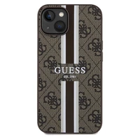 Guess 4G Printed Stripes Magnetinis dėklas telefonui iPhone 15/14/13 - rudas