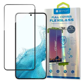 Bestsuit 3D Edge Nano Flexi Glass stiklo plėvelė visas ekranas grūdintas stiklas su rėmeliu Samsung Galaxy S22 skaidrus