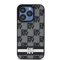 DKNY Odinis languotas mono raštas ir spausdintos juostos dėklas telefonui iPhone 15 Pro - juodas