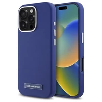 Karl Lagerfeld FW metalinė plokštelė MagSafe iPhone 16 Pro dėklas - mėlynas