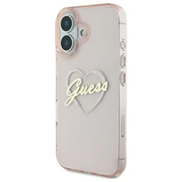 Guess IML Heart iPhone 16 dėklas telefonui - rožinis