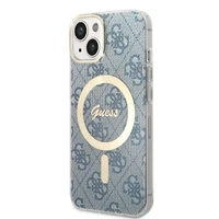 Rinkinys Guess GUBPP14SH4EACSB dėklas + įkroviklis iPhone 14 6.1" mėlynas/kietas dėklas 4G Spausdinimas Magnetinis