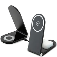 "Mercedes Silver Stars MagSafe" sulankstomas 2in1 15 W indukcinis įkroviklis - juodas