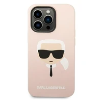 Karl Lagerfeld KLHMP14XSLKHLP iPhone 14 Pro Max 6.7 "kietasis dėklas šviesiai rožinis / šviesiai rožinis silikoninis Karl`s Head Magnetinis