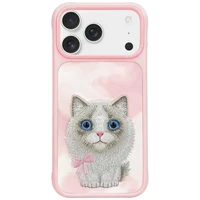 Nimmy Big Eyed Pet 2.0 Katės dėklas telefonui iPhone 17 Pro Max - rožinė