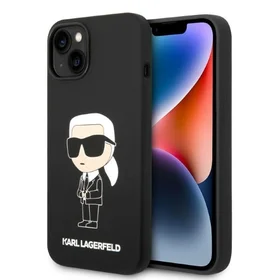 Karl Lagerfeld KLHMP14MSNIKBCK iPhone 14 Plus 6.7" juodas silikoninis dėklas Ikonik, magnetinis (MagSafe)