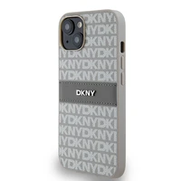 DKNY odinis mono juostelės ir metalinis logotipas dėklas iPhone 15/14/13 - smėlio spalvos