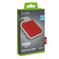 Išorinė baterija SBS TEBB5000MAG1CR 5000 mAh suderinama su MagSafe - raudona