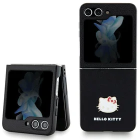 Hello Kitty Metal Logo Kitty Head dėklas Samsung Galaxy Z Flip 5 - juodas