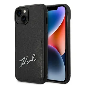 Karl Lagerfeld Signature Logo kortelių dėklas telefonui iPhone 14 Plus - juodas