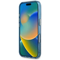 Guess IML Metal Glitter 4G Circle Triangle Magnetinis dėklas telefonui iPhone 16 Pro - mėlynas