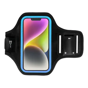 Armbandas SLIM Tipo 2 dėklas Iphone 13/13Pro/14/14 Pro/15/15Pro/16/16 Pro/Samsung S21/S22/S23/S24 (5,5 colio) juodas-mėlynas