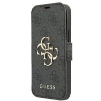 Guess GUBKP13L4GMGGR iPhone 13 Pro / 13 6.1" pilkas/pilkas knyginis dėklas 4G Didelis Metalinis Logotipas
