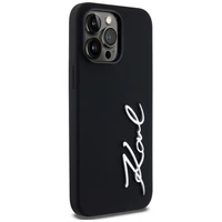 Karl Lagerfeld Silikoninis Metal Script Logo dėklas telefonui iPhone 14 Pro Max juodas