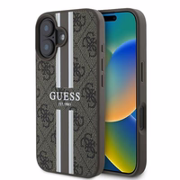 Dėklas telefonui Guess 4G Spausdintos juostelės MagSafe iPhone 16 Plus - rudas