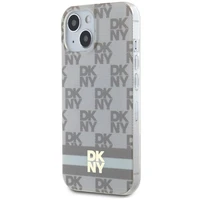 DKNY IML languotas mono raštas ir margintos juostos magnetinis dėklas telefonui iPhone 15 / 14 / 13 - smėlinis