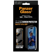 PanzerGlass itin platus Fastfit grūdintas apsauginis stiklas iPhone 17 / 16 Pro telefonui