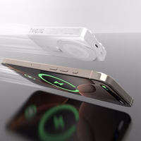 Dudao K29 10000mAh PD 20W Magnetinė išorinė baterija su metaliniu dėklu, stovu ir įmontuotais USB-C/Lightning kabeliais - sidabrinė