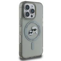 Karl Lagerfeld IML Metal Karl&Choupette Head magnetinis dėklas telefonui iPhone 16 Pro Max - juodas