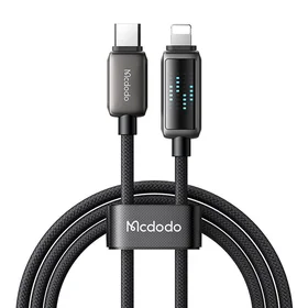 "Mcdodo CA-2630" USB-C ir "Lightning" kabelis, 36 W, LED ekranas, 1,2 m