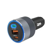 FORCELL F-ENERGY Alu automobilinis įkroviklis 2 x Type C + USB A PD QC4.0 SFC2.0 3A 85W pilkas