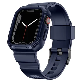 Kingxbar CYF106 2in1 šarvuotas dėklas Apple Watch SE, 9, 8, 7, 6, 5, 4, 3, 2, 1 (41, 40, 38 mm) su dirželiu mėlynas