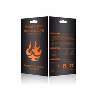 Grūdintas apsauginis stiklas su metaliniu rėmeliu iPhone 14 Pro 6,1'' juodu rėmeliu